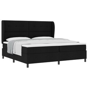 Lit à ressorts vidaXL avec matelas Noir 200x200 cm Tissu