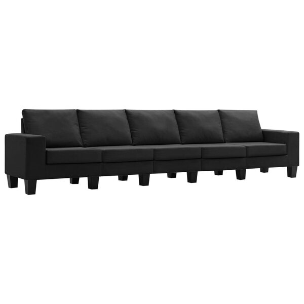 vidaXL Canapé à 5 places Noir Tissu