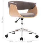 Chaise fauteuil siège pivotante de bureau informatique étude bois courbé et tissu taupe 02_0024177