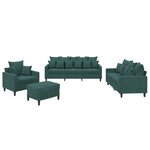 vidaXL Ensemble de canapés 4 Pièces avec coussins Vert foncé Velours