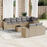 vidaXL Salon de jardin avec coussins 9 Pièces beige résine tressée