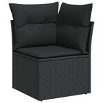vidaXL Salon de jardin avec coussins 14 Pièces noir résine tressée