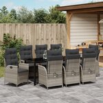 vidaXL Ensemble de jardin 9 pièces avec coussins Gris clair Poly Rattan
