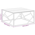 vidaXL Table basse doré acier inoxydable et verre trempé