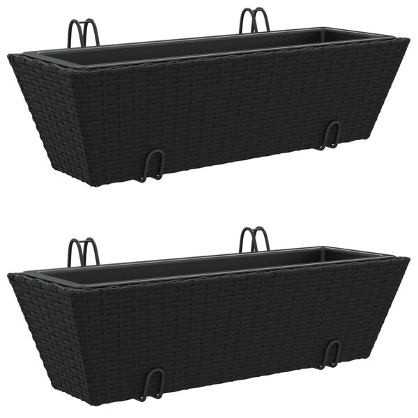 vidaXL Jardinières avec crochets 2 Pièces noir résine tressée