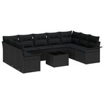 Ensemble de 10 pièces de canapés de jardin avec coussins beige en rotin synthétique