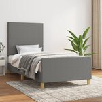 vidaXL Cadre de lit sans matelas gris foncé 100x200 cm tissu