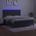 vidaXL Sommier à lattes de lit matelas et LED Gris foncé 180x200 cm