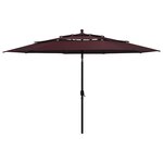 vidaXL Parasol de jardin à 3 niveaux mât en aluminium rouge bordeaux