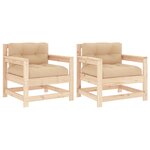 vidaXL Chaises de jardin avec coussins lot de 2 bois de pin massif