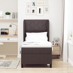 Lit à sommier tapissier avec matelas - Marron foncé  80x200 cm  Tissu