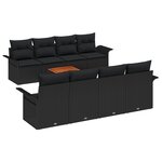 vidaXL Ensemble de canapé de jardin 9 pièces avec coussins noir poly rattan acacia