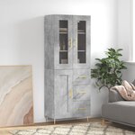 vidaXL Buffet haut Gris béton 69 5x34x180 cm Bois d'ingénierie