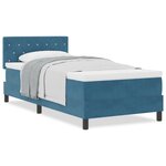 Lit avec Matelas Box Spring vidaXL Bleu Foncé 90x200 cm Velours