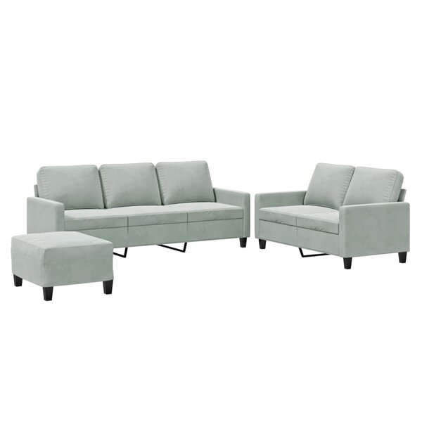 vidaXL Ensemble de canapés 3 Pièces avec coussins Gris clair Velours