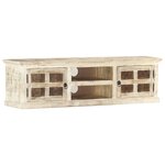 vidaXL Meuble TV Blanc 130x30x36 cm Bois massif de manguier