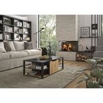Table basse bar Dakota - Décor Noir et chêne 110 x 60 x Hauteur 38 cm