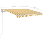 vidaXL Auvent manuel rétractable avec poteaux 3x2 5 m Jaune et blanc