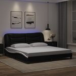 vidaXL Cadre de lit avec lumière LED noir blanc 180x200 cm similicuir