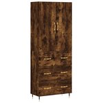 vidaXL Buffet haut Chêne fumé 69 5x34x180 cm Bois d'ingénierie