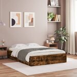vidaXL Cadre de lit avec tiroirs sans matelas chêne fumé 135x190 cm