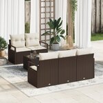 Ensemble de 6 pièces de canapés de jardin avec coussins marron en rotin synthétique