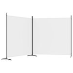 vidaXL Cloison de séparation 2 panneaux Blanc 348x180 cm Tissu