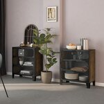 vidaXL Armoires de rangement 2 Pièces Marron 72x36x82 cm Métal et MDF