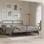 vidaXL Cadre de lit métal sans matelas avec pied de lit noir 183x203cm