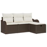 Ensemble de canapé de jardin 4 pièces vidaXL avec coussins marron en poly rattan