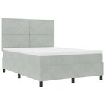 vidaXL Lit Sommier avec Matelas & Lumière LED Gris clair 140x200 cm Velours