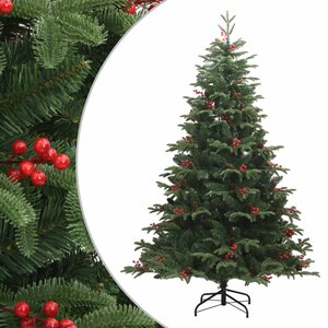 vidaXL Sapin de Noël artificiel avec pommes de pin et baies 210 cm