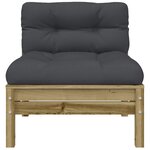 vidaXL Canapé de jardin sans accoudoirs et coussins bois pin imprégné