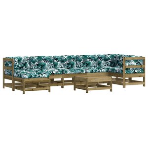 vidaXL Salon de jardin 8 Pièces avec coussins bois de pin imprégné