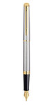 Waterman hemisphere stylo plume  acier inoxydable  plume fine  encre bleue  coffret cadeau