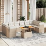 vidaXL Salon de jardin 11 Pièces avec coussins beige résine tressée