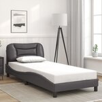 vidaXL Cadre de lit avec LED sans matelas gris 90x200 cm