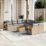vidaXL Salon de jardin avec coussins 9 Pièces beige résine tressée