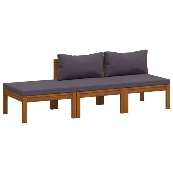 vidaXL Salon de jardin 3 Pièces avec coussin Bois d'acacia solide