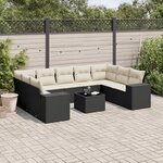 vidaXL Salon de jardin 10 Pièces avec coussins noir résine tressée