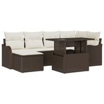 Ensemble de Canapé de Jardin 7 pièces vidaXL avec Coussins Rotin Poly Marron