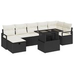 Ensemble de Canapé de Jardin de 8 Pièces avec Coussins Noir Rattan Poly