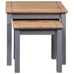 vidaXL Tables gigognes 2Pièces Gris Bois de pin massif Assortiment Panama