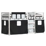 vidaXL Lit superposé avec rideaux blanc/noir 90x200 cm bois pin massif
