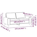 vidaXL Canapé à 2 places Noir 140 cm Tissu