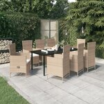 vidaXL Ensemble de salle à manger de jardin avec coussins 9 Pièces Beige