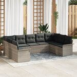 Ensemble de Canapé de Jardin vidaXL 9 Pièces avec Coussins Gris Clair
