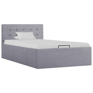 vidaXL Cadre de lit à stockage hydraulique Gris clair Tissu 90x200 cm