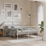 vidaXL Cadre de lit métal sans matelas et pied de lit blanc 140x190 cm
