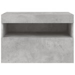 vidaXL Meuble TV mural avec lumières LED gris béton 60x30x40 cm